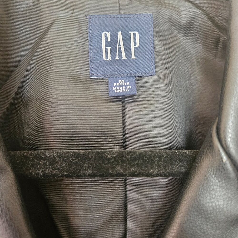 Gap Factory Women’s Vegan Leather Moto Jacket Black Size M Petite - Picture 5 of 5